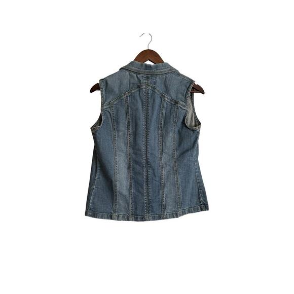 Tribal Jeans Women’s Denim Vest Size 8 Blue Sleeveless Stretch Button Front - Picture 2 of 7